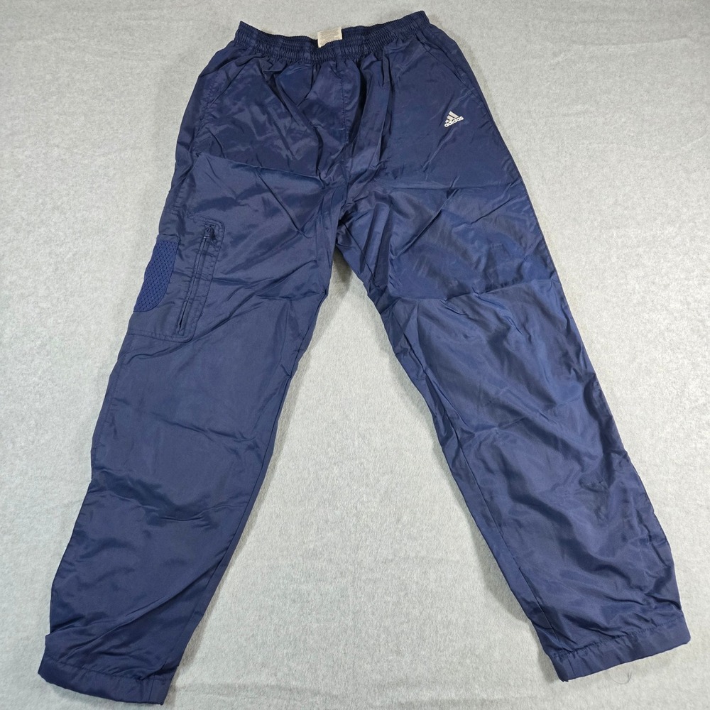 Adidas Mens Navy Blue Nylon Mesh Lined Cargo Track Pants Size M